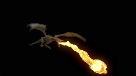 Realistic Dragon Flying Breathing Fire Looped Stock Footage Video 100