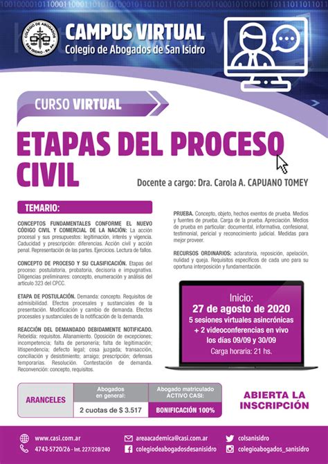 Etapas Del Proceso Civil Curso Virtual Colegio De Abogados De San