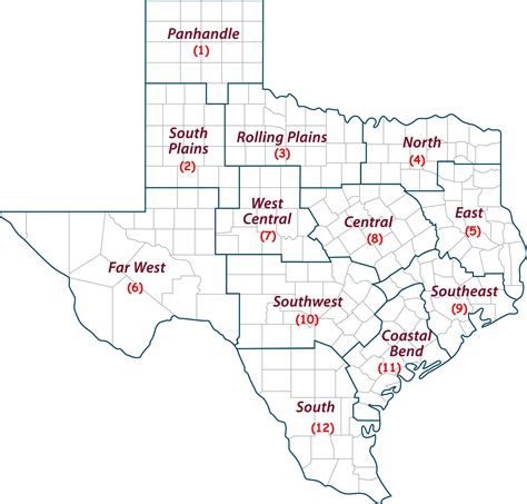 Blank Map Of 4 Regions Of Texas