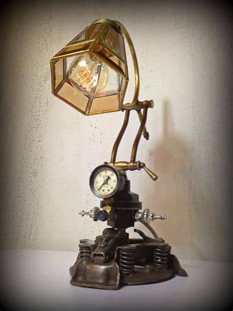 Hand Crafted Industrial Steampunk Repurposed Upcycled Clutch Disk Table Lamp By Retro Steam