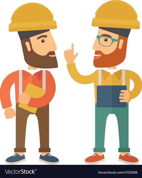 Two Workers Talking Royalty Free Vector Image Vectorstock