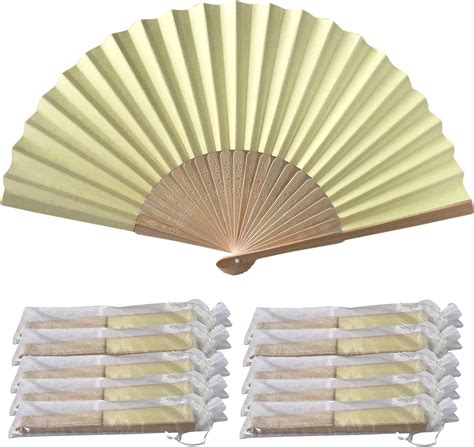 Cream Hand Fans Pack Of Wholesale Paper Hand Fan With Bamboo Ribs Wedding Party Favour