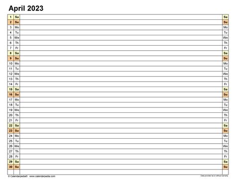 April 2023 Calendar Templates For Word Excel And Pdf