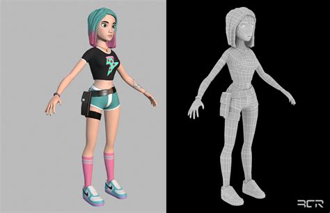 Stylized Girl Low Poly Character Game Ready Low Poly 3d Model