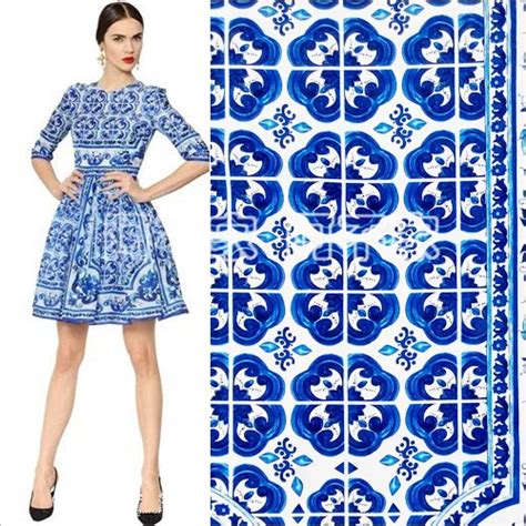 Blue White Porcelain Positioning Printed Jacquard Fabric Cloth With A