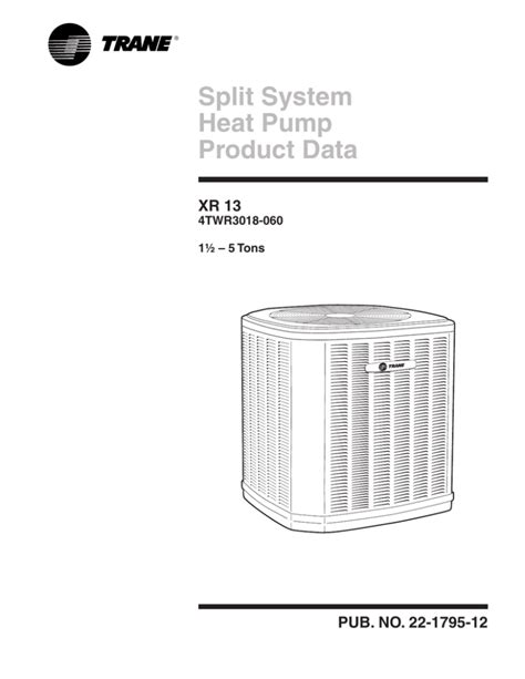 Trane Xr13 Split System Heat Pump Product Data Xr 13