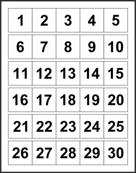 Printablenumbers1 30 Printable Numbers Free Printable Numbers Number Chart