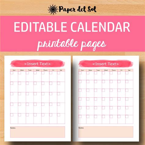 Editable Printable Calendars Calendar Templates
