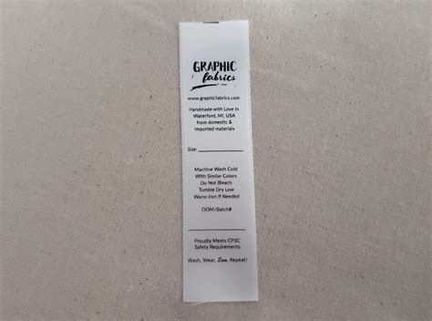 Black And White Thermal Printed Fold Over Labels Satin Labels Graphic