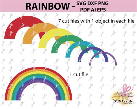 Rainbow Clipart Rainbow Template Rainbow Svg File Print