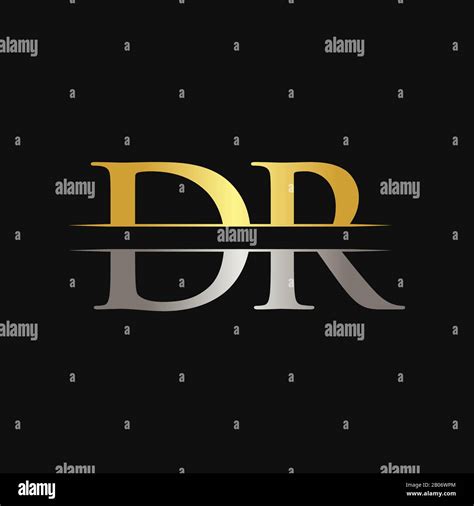 Initial Dr Letter Logo Design Vector With Gold And Silver Color Dr