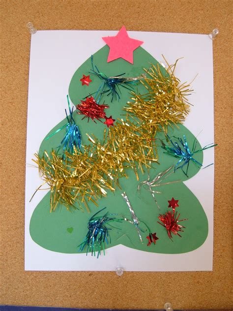 Tinsel Christmas Tree Free Printable Preschool Craft