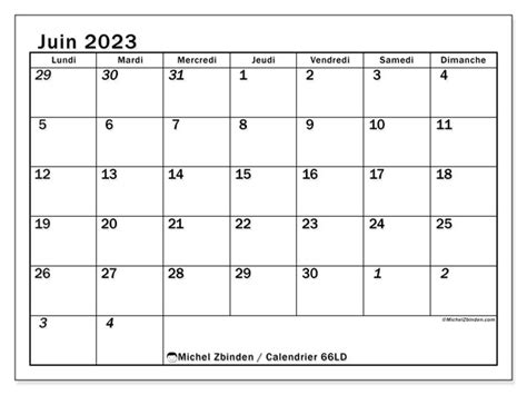 Calendrier Juin 2023 à Imprimer “501ld” Michel Zbinden Be
