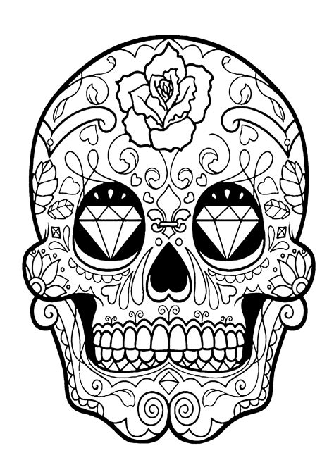 50% of these have nothing to do with dia de la muertos. Skull - Coloring Pages for Adults