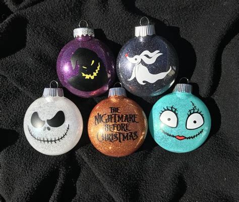 Set Of 5 Nightmare Before Christmas Personalized Glitter Etsy