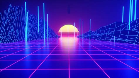 Retrowave Neon Sunset Abstract Digital Art 4k 83