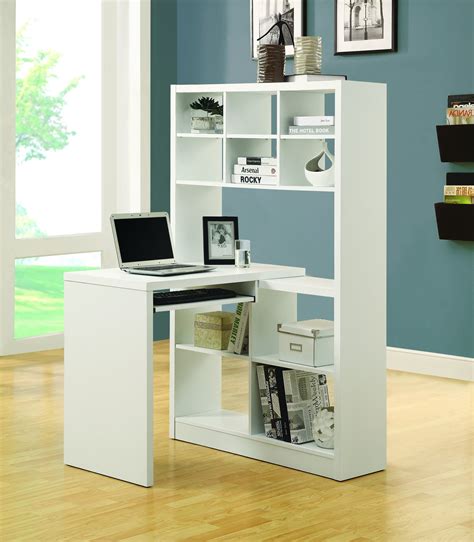 Contemporary White Desk And Bookcase Combination