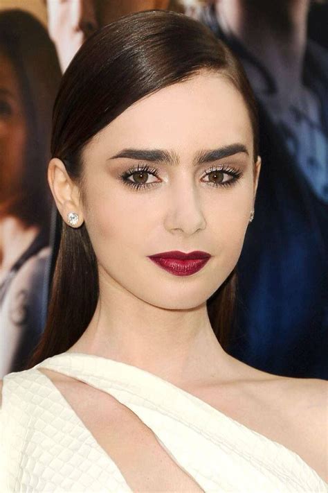 Lilly Collins Oxblood Lipstick Lily Collins Lipstick Dark Red