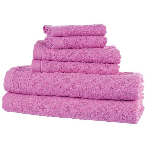 Trademark 6 Piece Pink Solid Bath Towel Set 66 51pi The Home Depot