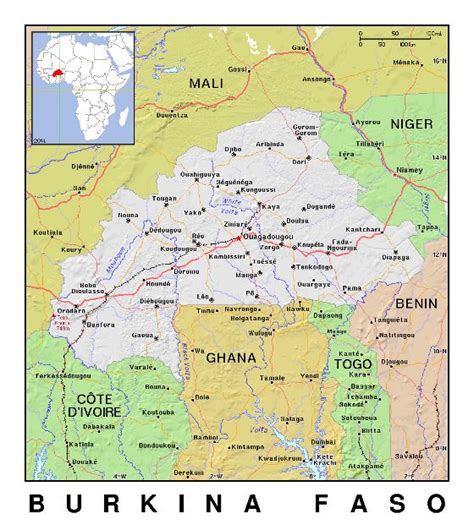 🥇 Gran Mapa De Parques Nacionales De Burkina Faso Con Carreteras Y