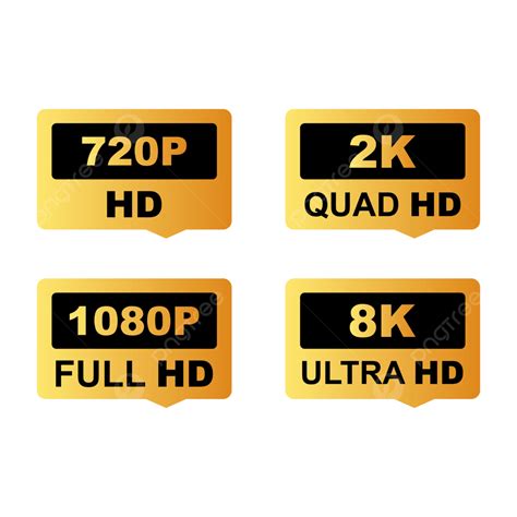 720p Hd 1080p Full Hd 2k Quad Hd 4k Ultra Hd Free Vector Set Image
