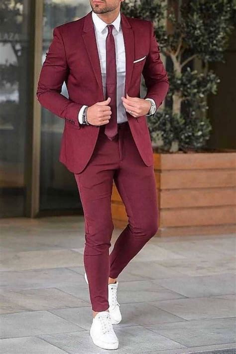 Maroon Blazer With White Shirt