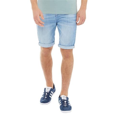 Crosshatch Herren Treyforth Denim Shorts Hellblau