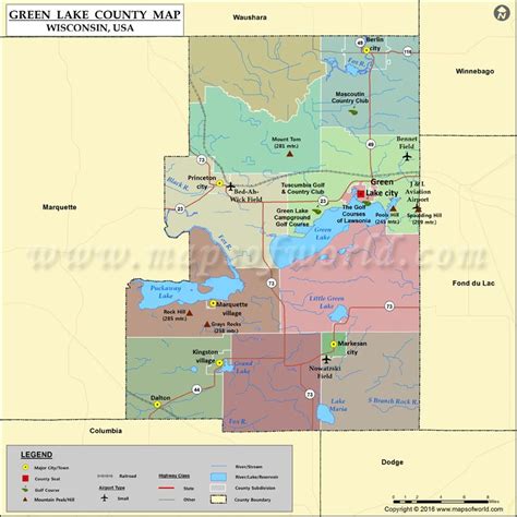 Green Lake County Map Wisconsin County Map Lake County Green Lake