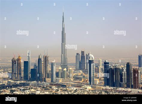Dubai Burj Khalifa Downtown Aerial View Photography Uae Stock Photo Alamy