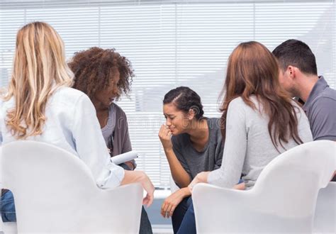 Group Therapy In Session Sitting In A Circle Stock Photo Image Of