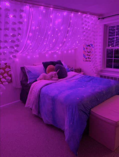 Purple Led Curtain Lights Neon Bedroom Room Ideas Bedroom Room Inspiration Bedroom