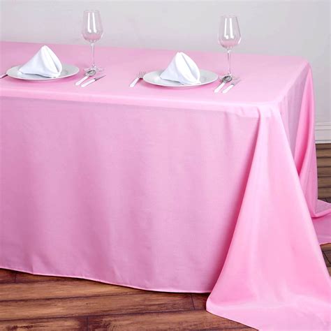 Buy 90x132 Pink Polyester Rectangular Tablecloth Pack Of 1