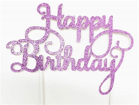 AILEXI Handmade Count Glitter Cake Decorating Toppers Happy Birthday Glitter Light Purple