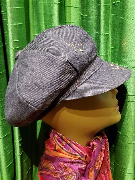 70s Denim Stud Applejack Cap Hat In 2022 Y2k Black Girl Girl With