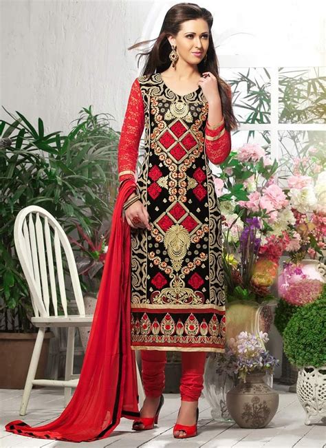 Buy Black Georgette Straight Suit Salwar Kameez Online Shopping