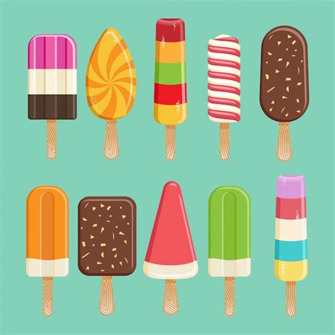 Premium Vector Collection Of Ice Cream Illustrations Tasty Colorful Ice Candy Set