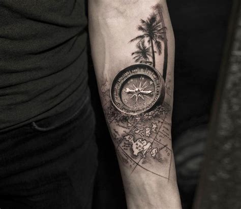 Compass And Map Tattoo By Niki Norberg Photo 31893