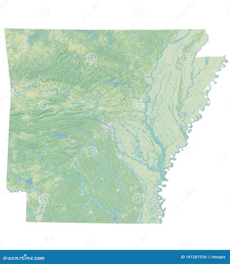 High Resolution Topographic Map Of Arkansas Stock Illustration
