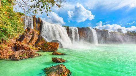 Wallpaper Vietnam Dray Nur Waterfall Beautiful Nature Landscape