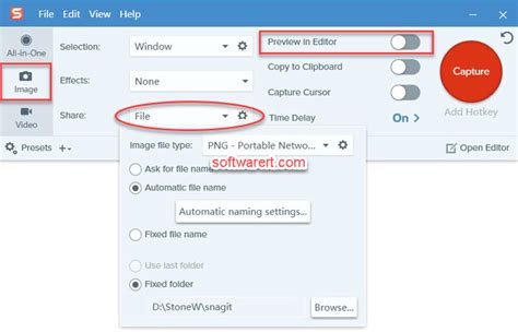 Automatically Save Screenshots To Folder In Snagit For Windows