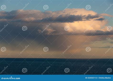 Cumulus Clouds Over The Sea Stock Photo Image Of Sunset Coast 222032112