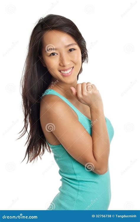Het Mooie Aziatische Vrouw Glimlachen Stock Foto Image Of Chinees Succes 32756738