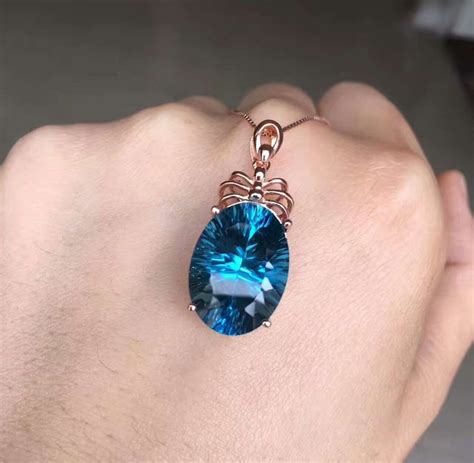 buy natural blue topaz gem pendant s925 silver natural gemstone pendant