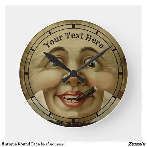 Antique Round Face Print Round Clock Zazzle Clock Wall Clock Face