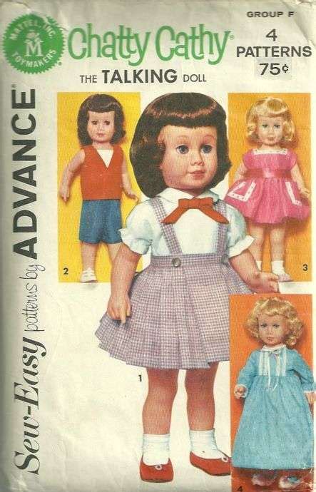 Advance 4 Group F 1960s Chatty Cathy Doll Clothes Pattern Easy And