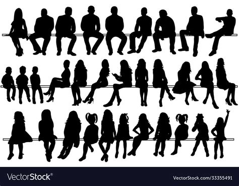 Collection Silhouettes People Sitting Men Vector Image