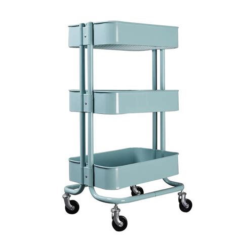 3 Tier Heavy Duty Metal Rolling Utility Cart Mobile Storage Organizer