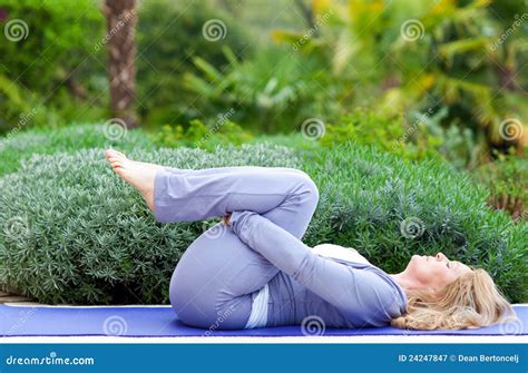Mature Woman In Yoga Position Stock Image Image Of Outdoor Friendly 24247847