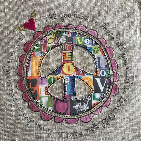 AppliquÉ Peace Signs With Text 5 Appliqué Machine Embroidery Etsy