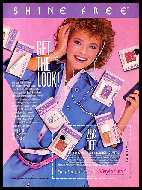 1985 Maybelline Shine Free Cosmetics Vintage Print Advertisement Makeup